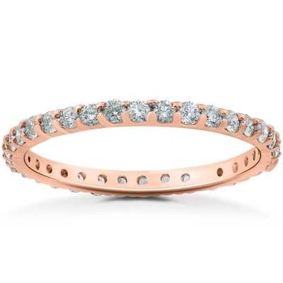 Pompeii3 7/8ct Lab Created Diamond Eternity Wedding Ring 14k White Yellow Or Rose Gold In Pink