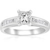 Pompeii3 1 1/2ct Princess Cut Diamond Engagement Ring 14k White Gold Enhanced In Silver