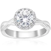 Pompeii3 1 1/6 Ct Diamond Halo Intertwined Engagement Ring 14k White Gold In White