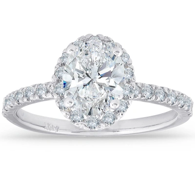 Pompeii3 1 1/3 Ct Tdw Oval Halo Diamond Engagement Ring 14k White Gold In Multi