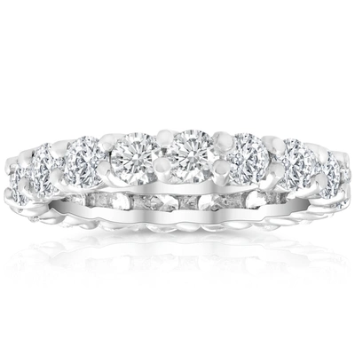 Pompeii3 2 Ct Lab Created Moissanite Eternity Ring Womens Wedding Band 14k White Gold In Silver