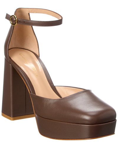Gianvito Rossi Platform 100 Leather Pump In Brown