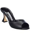 Manolo Blahnik Jadarona Leather Mule Sandals In Black