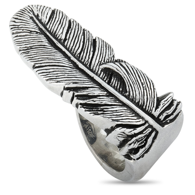 King Baby Raven Feather Silver Ring In White