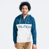 NAUTICA MENS BIG & TALL COLORBLOCK LOGO QUARTER-ZIP HOODIE