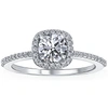 Pompeii3 1 Ct Diamond Cushion Halo Engagement Ring Lab Grown 14k White Gold In Silver