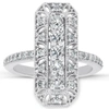 Pompeii3 3/4ct Antique Diamond Ring 10k White Gold Anniversary Wide Cocktail Ring In Silver