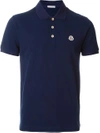 Moncler Logo Detail Cotton Piqué Polo Shirt, Navy In Blue