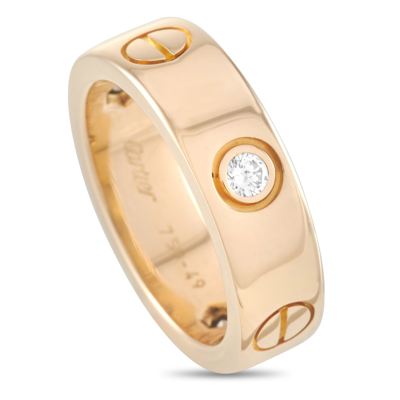 Cartier Love 18k Yellow Gold 3 Diamond Band Ring In Beige