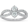 Pompeii3 3/4 Ct Two Stone Diamond Engagement Forever Us Anniversary Ring 14k White Gold In Silver