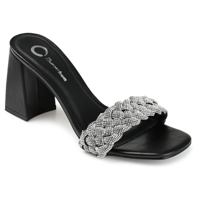 Journee Collection Women's Sashaa Braided Rhinestone Sandals In Black