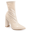 Journee Collection Veralee Pointed Toe Block Heel Boot In Beige