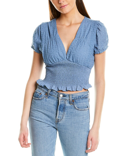 Aiden Smocked Eyelet Top In Blue