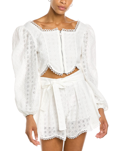 70/21 Embroidered Lace Crop Top In White