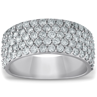 Pompeii3 2 3/4 Ct Pave Diamond Wide Wedding Ring Womens Anniversary Ring 14k White Gold In Silver