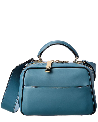 Valextra Serie S Small Leather Shoulder Bag In Blue