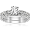 Pompeii3 1 Ct Diamond Engagement Wedding Ring French Pave Set 14k White Gold In Silver