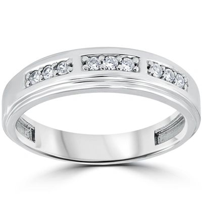 Pompeii3 1/4ct Mens Round Diamond Polished Wedding Ring 10k White Gold