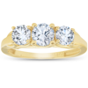 Pompeii3 1ct Three Stone Round Diamond Engagement Ring 14k Yellow Gold In Yellow