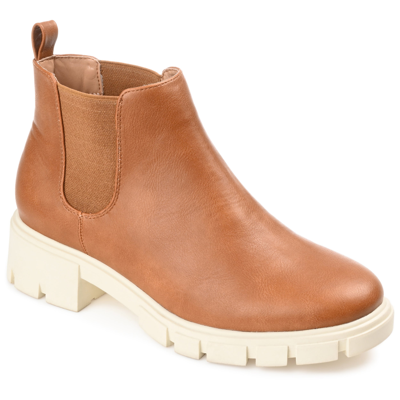 Journee Collection Women's Rorke Lug Sole Stretch Gore Ankle Booties In Tan