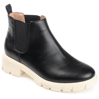 Journee Collection Women's Rorke Lug Sole Stretch Gore Ankle Booties In Black