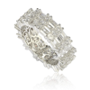 Suzy Levian Sterling Silver Modern Tri-row White Bagguette Cz Eternity Band In White
