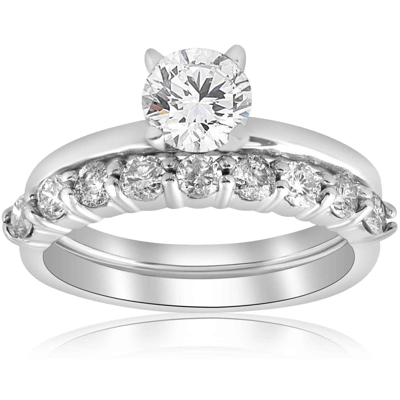 Pompeii3 1 1/10ct Diamond Engagement Wedding Ring Solitaire Set 14k White Gold In Silver