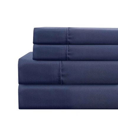 Modern Threads Deep-pocket Ultra-soft Solid 4-piece Sheet Set In Blue
