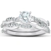Pompeii3 3/4ct Diamond Infinity Engagement Ring Set 14k White Gold Maching Woven Band In Silver