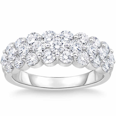 Pompeii3 2 Ct Diamond Wedding Wide Anniversary Ring 10k White Gold In Silver