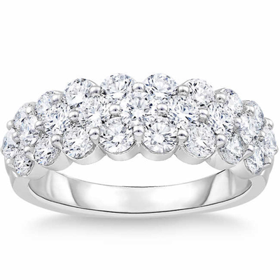 POMPEII3 2 CT DIAMOND WEDDING WIDE ANNIVERSARY RING 10K WHITE GOLD