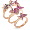 Swarovski Lilia 18k Rose Gold Plated Stainless Steel Pink And Clear Crystals Stackable Rings In Multi