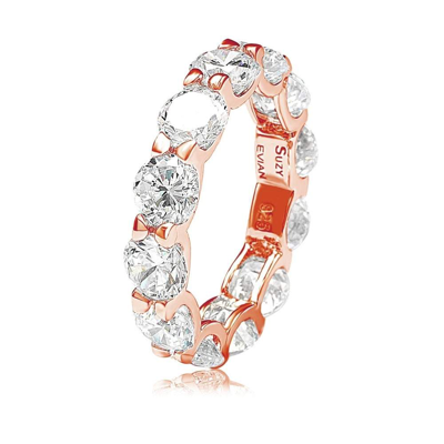 Suzy Levian Rosed Sterling Silver Cubic Zirconia Round U-shape Eternity Band In White