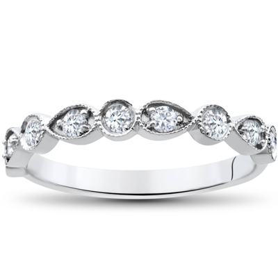 Pompeii3 1/4ct Diamond Wedding Ring Womens Stackable 10k White Gold Anniversary Band In Silver