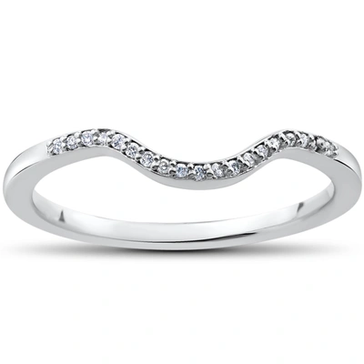 Pompeii3 1/16 Ct Lab Created Diamond Aria Wedding Curved Contour Ring In White