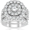 POMPEII3 5 CT DIAMOND ENGAGEMENT CUSHION HALO TRIO ENGAGEMENT WEDDING RING SET WHITE GOLD