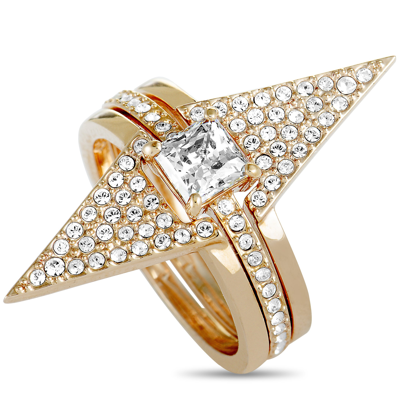Swarovski Funk Rose Gold-plated And Crystal Three Ring Set In Multi-color