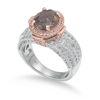 Suzy Levian Two-tone Sterling Silver 4.65 Cttw Smoky Quartz Ring In Brown