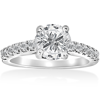 Pompeii3 1 1/2 Ct Diamond Solitaire With Accents Round Engagement Ring 14k White Gold In Silver