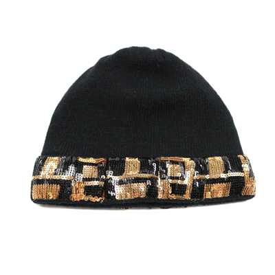 Portolano Hat With Sequins Cuff In Black