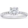 Pompeii3 1ct Diamond Engagement Ring 14k White Gold Claw Prong In Silver