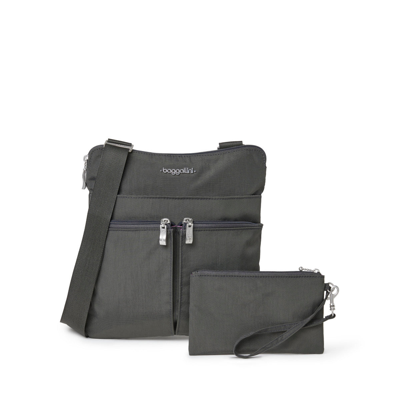 Baggallini Horizon Crossbody Bag With Wristlet In Grey