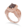 Suzy Levian Rosed Silver 4.50 Ct. Tw. Gemstone Statement Ring In Brown