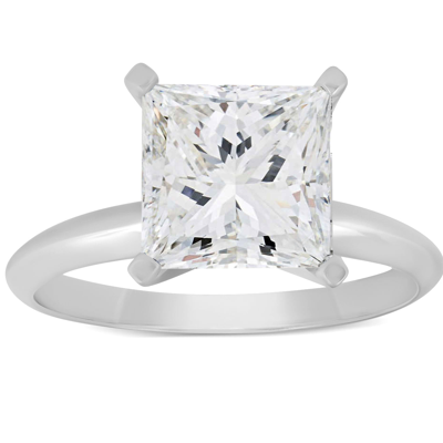 Pompeii3 3 Ct Princess Cut Diamond Solitaire Engagement Ring 14k White Gold