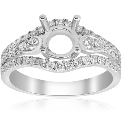 Pompeii3 5/8ct Pave Halo Engagement Ring Setting 18k White Gold Semi Mount In Silver