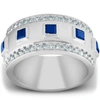 Pompeii3 2 1/4 Ct Princess Cut Blue Sapphire & Diamond Wedding Ring 10k White Gold In White