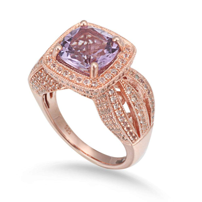 Suzy Levian Rosed Silver 4.59 Ct. Tw. Gemstone Statement Ring In Gold