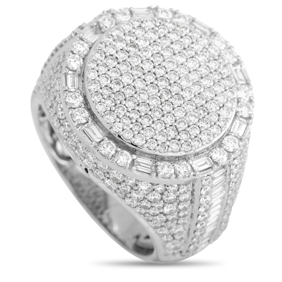 Non Branded Lb Exclusive 14k White Gold 4.50 Ct Diamond Ring In Silver