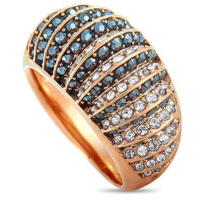 Swarovski Luxury 18k Rose Gold-plated Stainless Steel Black And Clear Crystal Ring In Multi-color