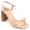 Journee Collection Dianne Womens Round Open Toe Stacked Heel Pumps In Beige